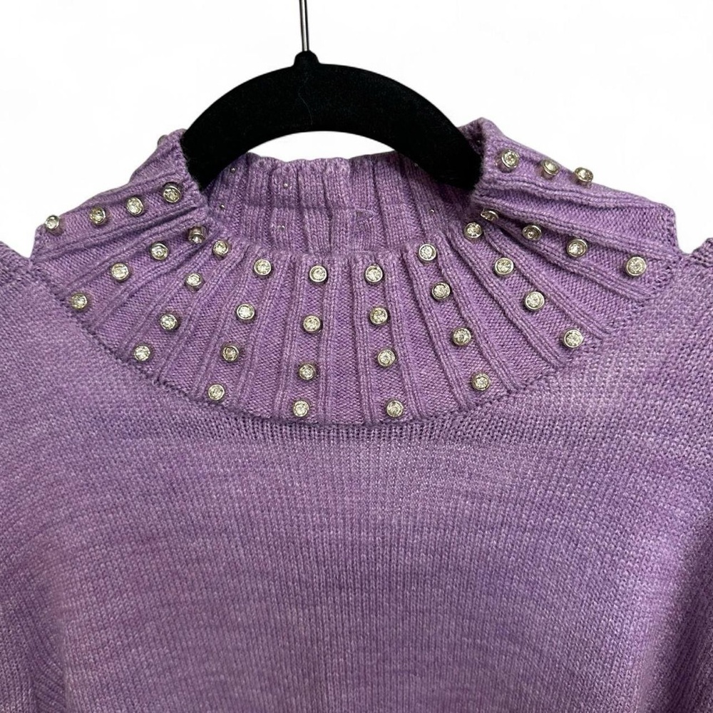New York & Company Lavender Knit Sweater with Decorative Studs - Picture 4 of 8